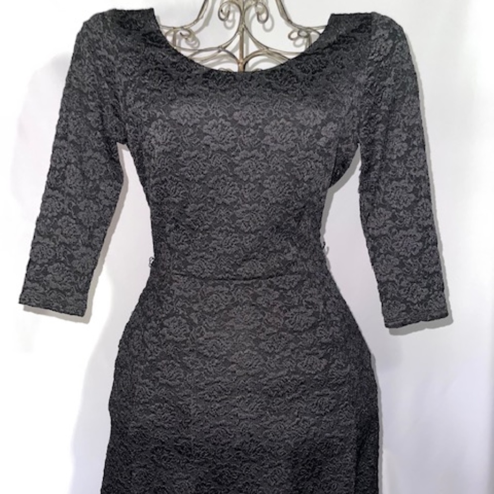 White House Black Market Black Lace A-Line Dress.